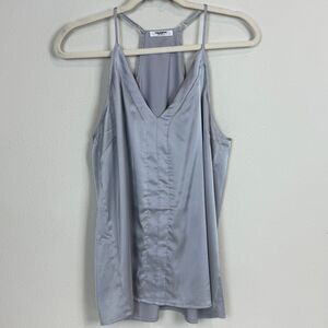Zeagoo Grey Pleated Satin Cami Tank Top L